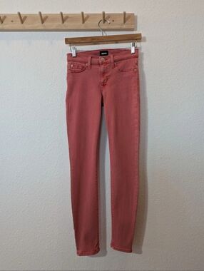 Hudson Jeans Coral Pink/Faded Red Super Skinny Jeans